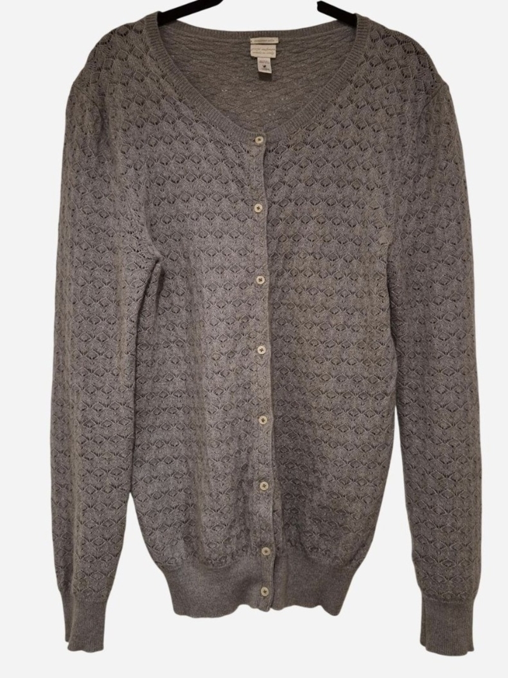 Massimo Alba 100% Cashmere Gray Pointelle Textured Button-Front Cardigan